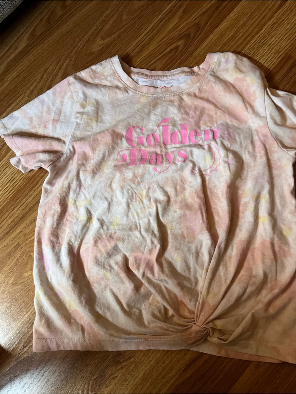 Cat & Jack Pink Tie-Dye "Golden Days" Knot Front Tee